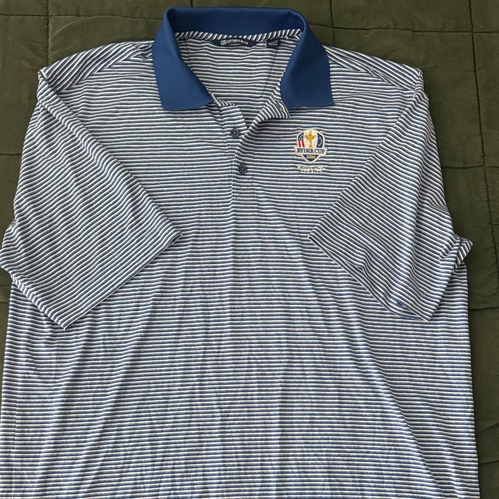 Cutter & Buck 2020 Ryder Cup Navy and White Striped Polo